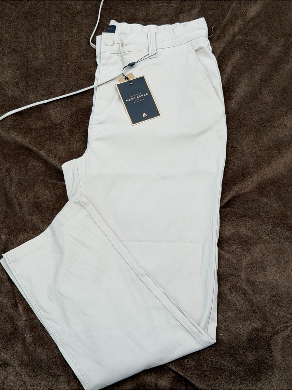 Marc Asher off-white drawstring chino trousers.
